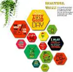 saf 15 cm Hexagon Shape Nature Theme Wall Hanging For Home Decor Self Adhesive Sticker (Pack of 13) ST-HX-RO-33