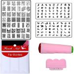 Royalkart Nail Art Stamping double Kit With 15 Pcs Nail Art Brush & Nail Art Finger Tip Guide Sheet Gift For Girl Women Latest Edition