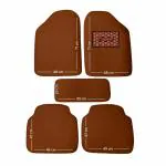 CarBinic 4D Premium Car Foot Mat - Universal Fits For All Cars | Premium Double Layered Leather| Shock Absorbent | Waterproof | Anti-Skid | Heel Pad | Car Accessories Interior (Tan)