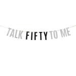 Festiko Silver Glitter Talk Fifty To Me Banner Funny 50th Birthday Bunting Cheers To 50 Years Party Decorations