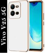 Vivo V25 5G Slim Fit Clear Soft Silicone Transparent Chrome Cases and Covers Brand Color WHITE