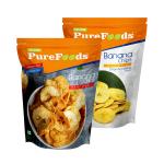 PureFoods Premium Salted + Peri Peri Banana Chips | Real South Indian Bananas, Tasty & Healthy Gluten Free Snack Combo Pack of 2, 142g+120g