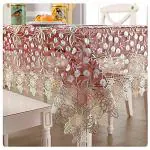 MONKDECOR Tissue Embroidery Design 6 Seater Rectangular Dining Table Cover (Size-60x90 Inches) Design-7