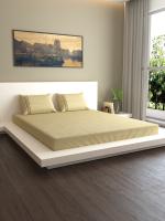 MarkHome Khaki Cotton Satin Fabric 400 TC Excell King Bed Sheet Set 274 cm x 274 cm