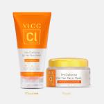 VLCC Clinic Instant De tan Facewash & Mask Combo - Skin Clarifying De-Tan Face Wash - 150 ml & De-Tan Face Mask - 100 g