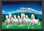 saf 7 Horses Sunrise Vastu FRAMED UV COATED Digital Reprint 10 inch x 14 inch Painting (With Frame) SAFKH19