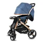 BUMTUM Luxury Baby Stroller, Reclining Backrest, Storage Basket Reversible Handlebar