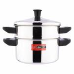 EuroStyle American Steamer 12 Standard Stainless Steel Steamer 2 Tier Structure For Vegetable, Momo's (Stainless Steel, EUS_AS_12_STD)