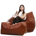 Ink Craft Bean Bag Square Lounger Sofa Cover With Lounge Ottoman, Xxxl Bean Bag Without Beans, Tan (Without Fillers) Only Cover