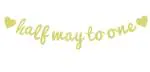 Festiko Gold Glitter Half Way To One Banner, 6 Months Birthday Decorations, Half Year Old, Happy 1, 2 Birthday Party Decoration Supplies