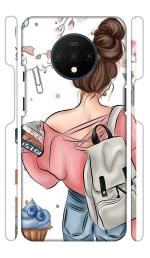 YAPZONE | Designer Back Case Cover for OnePlus 7T / One Plus 7T / 1+7T | Cool Girl with Books and Bag |