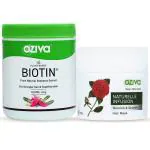 OZiva Plant Based Biotin 10000mcg+(with Amla to Support Hair Growth & Reduce Hairfall) for Men & Women, For Stronger Hair & Healthier Skin (Biotin + Hair Mask, Combo Pack)