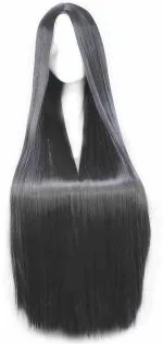 YOFAMA Long Hair Wig Black Synthetic Fiber Women