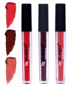 bq BLAQUE Matte Liquid Lip Gloss Combo of 3 Lipstick # 101-106-112 (12 ml, Orangish Red, Chocolate Mood, Dark Coral)
