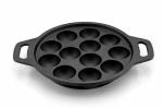 HENNY Pre Seasoned Cast Iron 12 Cavity Appam Patra Paniyarakkal | Paniyaram | Appam Pan | Pan Cake Maker | Appam Maker | Ponganal Maker | Kuzhi Paniyaram | Paddu Tawa with 2 Side Handle, 25cm
