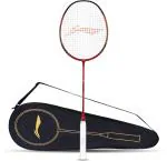 Li-Ning Black, Grey Carbon Graphite Strung Badminton Racquet, 83 G