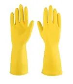 3P DELIVERING MEDICAL SOLUTION WORLDWIDE Rubber cleaning gloves yellow 1 Pair for Household, Reusable dishwashing gloves for Kitchen/ Extra Large/ Yellow/ 1Pair