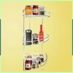 mofna Stainless Steel Wall Shelf Corner Bathroom Shelf Storage - Wall Mounted Multipurpose Stainless Steel Corner Storage Rack/Shelf for Kitchen and Bathroom (3-Tire)