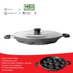 CREW4 Grey Aluminium Non-Stick Appam Patram with Lid 23 cm