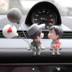 DynamicHub Plastic Car Decor Car Dashboard Accessories Cute Love Couple I Love You With Balloon Car Interior Decoration Showpiece For Desk Decoration