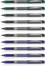Pilot Hi-Tecpoint V7 Grip Fine Point Liquid Ink Pen | Tip Size - 0.7 MM | Dimpled Rubber Grip with Unique Dimple Tip Technology | Ink Colour - 4 Blue, 4 Black and 2 Green | Pack of 10
