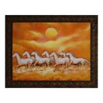 Indianara Multicolor Engineered Wood Vastu Seven Horses Painting 25.4*33*1 cm