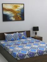 Rubix Home Mesmerize 120 TC Microfiber Floral Blue Double Bedsheet (210cmX220cm) With 2 Pillow covers (46cm X 46cm)