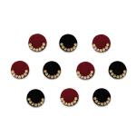 Comet Busters Black and Maroon Velvet Round Bindi With Golden Stones (9mm) (BIN1991) Pack of 1