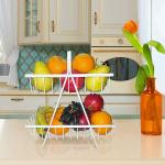 Metal 2-Tier Countertop Fruit and Vegetable Basket Holder for Kitchen Storage (White).