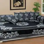 TRUE PAISA Diwan Set 8 Piece Combo Bedsheet for Living Room - Diwan Set Includes 1 Single Bedsheet 2 Bolster Cover and 5 Cushion Cover - Cotton Printed Diwan Bed Set, 54 x 90 Inches, Maroon