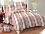 GIFTY 200 TC Cotton Queen Striped Flat Bedsheet (Pack of 1, orange striped)