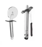 Blue Wonder Stainless Steel SS Pizza Cutter With Kitchen Regular Stainless Steel Gas Lighter With Knife and (Multicolour, Pack of 2)