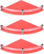 Flaner 9X9 Inch Wall Mount Bathroom Corner Shelf Acrylic Wall Shelf (No. Of Shelves - 3, Pink)