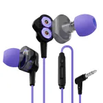 Kreo Hydra 3.5mm Dual Dynamic Driver in-Ear Wired Gaming Earphones with Microphone, Tangle-Free Gaming Earphones with Noise Isolating Technology and EZ Volume Control Slider, Wired Headset for Gaming (Black & Purple)