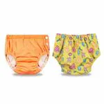 Chinmay Kids Combo of Baby Swim Diaper Waterproof Reusable Leakproof Adjustable Infant Pool Pant Boys Girls Swimsuit, Age Group - (4 months - 3 Years) | Orange Alphabet Print