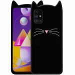 Clickaway ?Cat Design Cute Hello Kitty Back Case Cover for Samsung Galaxy M51 - Black Ca623