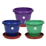 Kraft Seeds Multicolor 12 inch Pot With Bottom Plate 8 inch (Pack of 3)