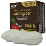 WOW Skin Science Apple Cider Vinegar Bathing Bar - with Apple Cider Vinegar - Super Value Pack of 3 - Skin-Friendly with 5.5 pH - No Artificial Colors,Parabens, Mineral Oil, Phthalates, Sulphate - 225g (75g X 3)