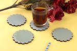 Vatsin Premium Round Coasters Tea, Coffee Coasters for Home & Dining Table, Office, Table Accessories, for Gifting [Wood, Resin] (Set of 4, Grey)