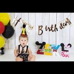 Sv Traders Golden Cursive Happy Birthday Banner + 1 Year Golden Foil Balloon (Combo 1+1)