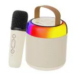 pTron Fusion Bliss 16W Bluetooth Speaker with Wireless Karaoke Mic, 6Hrs Playtime, Vibrant RGB Lights(Light Cream)