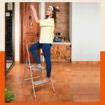 Bathla Surge 2-Step Foldable Aluminium Ladder for Home with Oval-Tube Technology