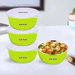 Microwave Safe Bowl With Lids Serving Bowls each bowl 460ml Set of 4 (Parrot Green)