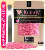 KURAIY Hair Removal Hot Hard Body Wax Beans (100Gm) for Face, Arm, Legs, Bum and whole Body For Men and Women Suitable for All Skin Types with Steel Spatula