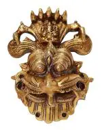 P.J. HANDICRAFTS Brass Yali Face | Kirtimukha Wall Hanging Mask With Ganesha Atop Sculpture | Evil Eye Protector | Home Decor, Size-6
