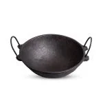 The Indus Valley Pre-Seasoned Cast Iron Kadai with Strong Handles | Very Small, 20.8cm/8inch, 1.1Ltr, 1.8kg | Induction Friendly | Naturally Nonstick, 100% Pure & Toxin-Free, No Chemical Coating