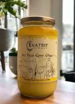EKATRIT Organic Pure Desi 2 Cow Ghee 1 Liter 100% Desi Ghee Glass Bottle (1 Liter)