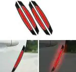 AutoBizarre Car Anti-Scratch Anti-Collision Flexible Luminous Carbon Fiber Red Black Door Guard Reflective Stickers for Car Door Protection and Decoration -Set of 4 pcs - Compatible with All Cars