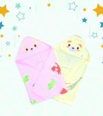 The Little Lookers Pink and Lemon Super Soft Hooded Quick Dry Baby Towel Pack of 2