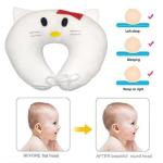 JUZZII Velvet Cute Cartoon Design U-Shape Baby Head Support Pillow for Baby - ( White ) Model No - 6